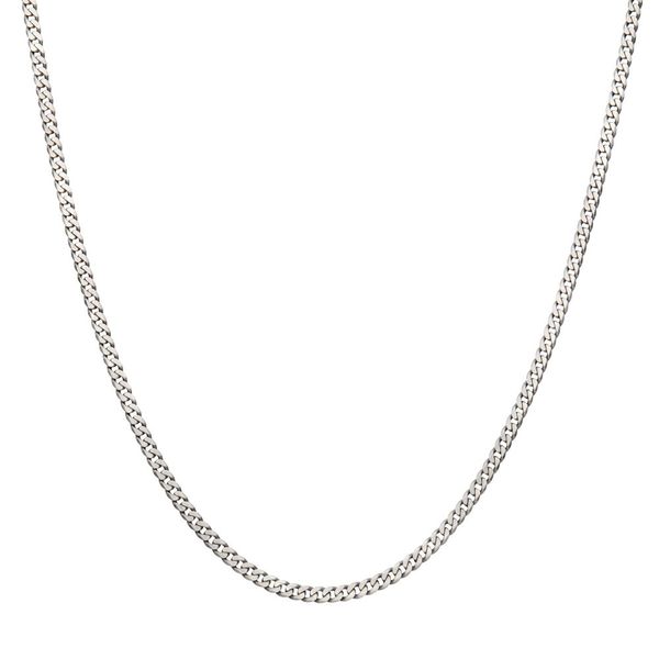 3.6mm 925 Italy Silver Black Rhodium Plated Brushed Satin Finish Diamond Cut Curb Chain Necklace Image 2 Alan Miller Jewelers Oregon, OH