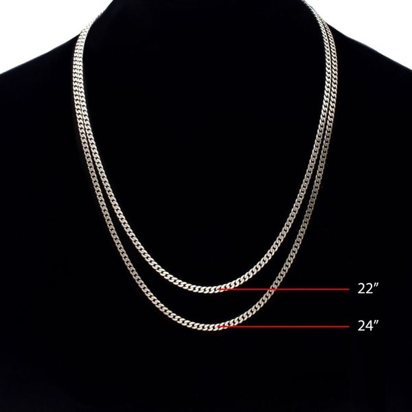 Sterling Silver Diamond Cut Curb Chain Men's Necklace 21 1/2 - 925 Italy