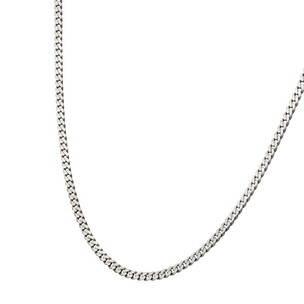 4.4mm 925 Italy Silver Black Rhodium Plated Brushed Satin Finish Diamond Cut Curb Chain Necklace Image 3 Alan Miller Jewelers Oregon, OH