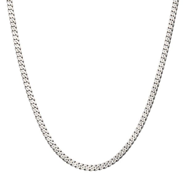 5.4mm 925 Italy Silver Black Rhodium Plated Brushed Satin Finish Diamond Cut Curb Chain Necklace Image 2 Lewis Jewelers, Inc. Ansonia, CT