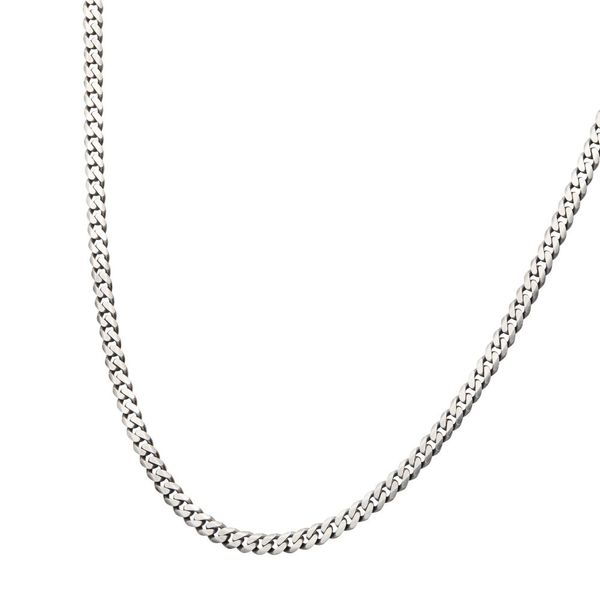 5.4mm 925 Italy Silver Black Rhodium Plated Brushed Satin Finish Diamond Cut Curb Chain Necklace Image 3 Alan Miller Jewelers Oregon, OH