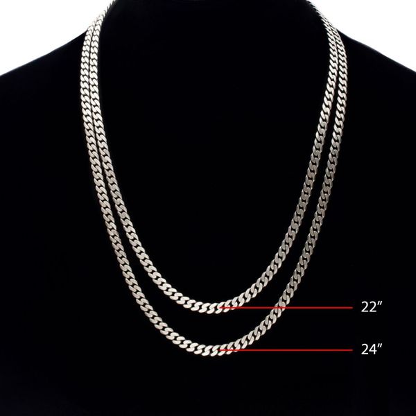5.4mm 925 Italy Silver Black Rhodium Plated Brushed Satin Finish Diamond Cut Curb Chain Necklace Image 4 Branham's Jewelry East Tawas, MI
