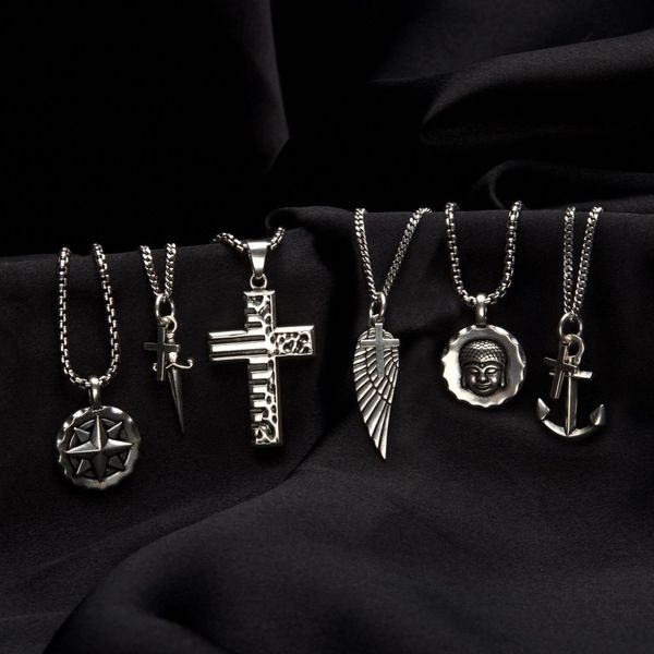 925 Silver Oxidized Wing & Cross Duo Pendant with Curb Chain Image 4 Morin Jewelers Southbridge, MA