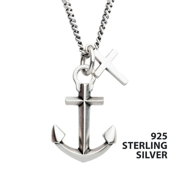 INOX Stainless Steel Antiqued Finish Nautical Anchor Pendant | Morin  Jewelers | Southbridge, MA