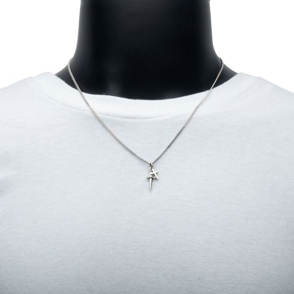 925 Silver Oxidized Dagger & Cross Duo Pendant with Curb Chain Image 5 Mueller Jewelers Chisago City, MN