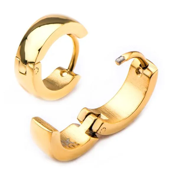 9mm/4mm Inox Jewelry Gold IP Huggies Earrings SSE11617GP Ware's