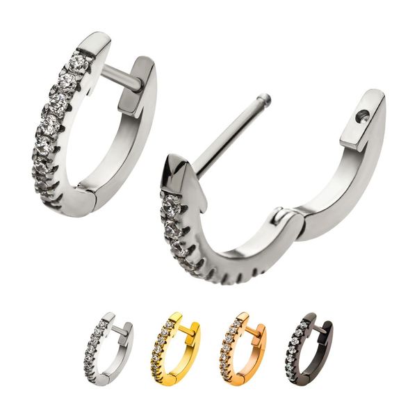 Stainless Steel with Prong Set 9pcs Clear AAA CZ Huggie Earrings Carroll / Ochs Jewelers Monroe, MI