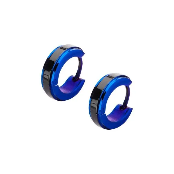 Black & Blue IP Side Lines Huggie Earrings