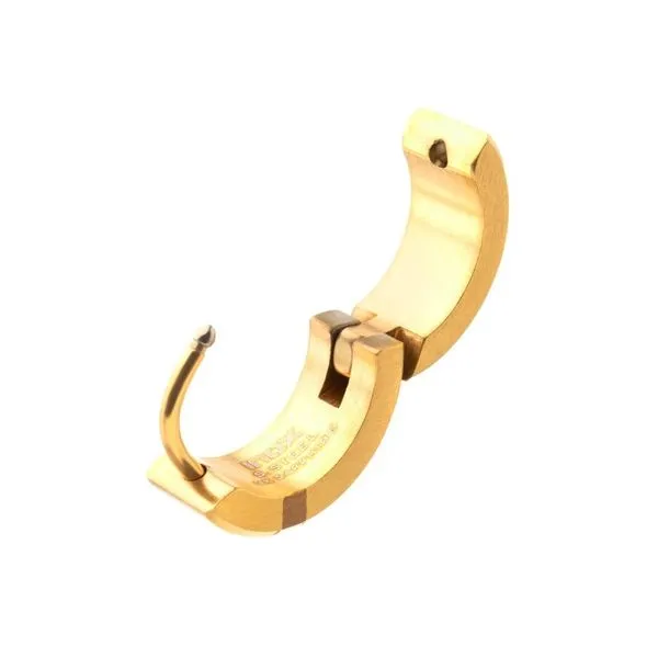 18Kt Gold IP Steel Matte Finish Huggie Earrings with Genuine