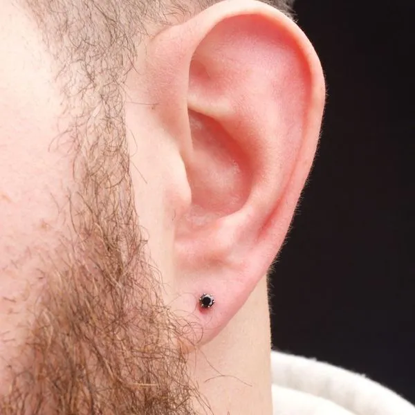 Prong Set Black CZ Stud Earrings (Unisex) - Main Image