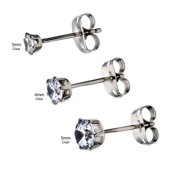 INOX Rose Gold IP Steel with Clear CZ Stud Earrings (Unisex