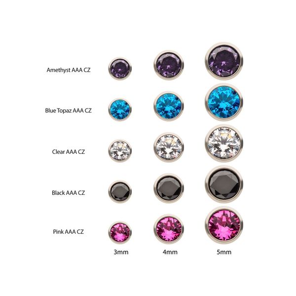 20g Titanium with Bezel Set AAA CZ Stud Earrings Image 2 Ask Design Jewelers Olean, NY