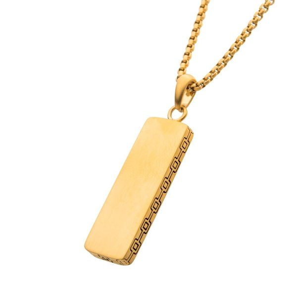 18 Inch 14K Yellow Gold Dog Tag Pendant Necklace, Carroll / Ochs Jewelers