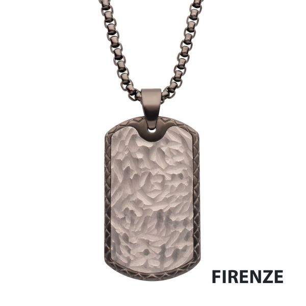 Dog Tag Necklace Diamond Accent Stainless Steel 24
