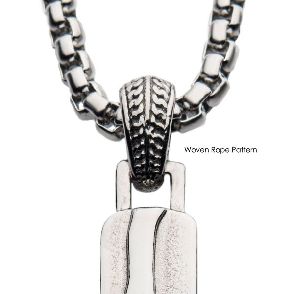 Matte Steel 3D Canyon Pattern Pendant with Box Chain Image 4 Ken Walker Jewelers Gig Harbor, WA