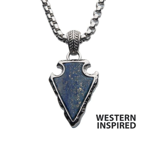 Esquire Men's Jewelry Lapis Lazuli (29 x 14mm) Tag Pendant Necklace,  Created for Macy's - Macy's