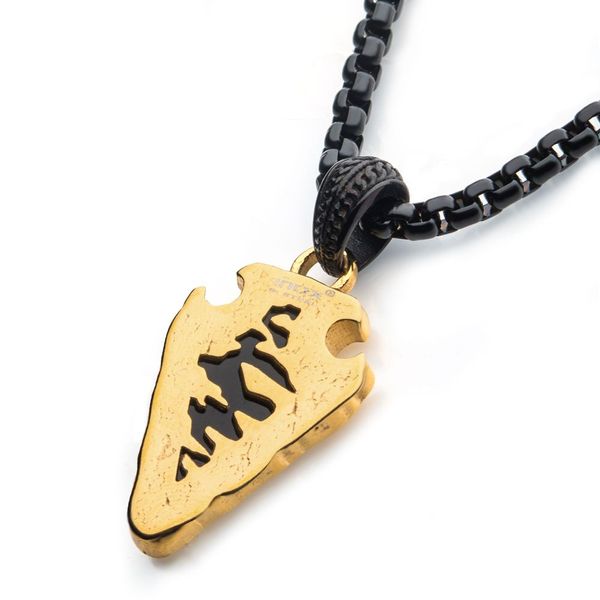 Black Agate Stone with Polished Gold Plated Frame Pendant Image 5 Leitzel's Jewelry Myerstown, PA