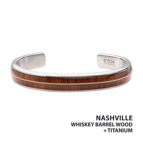 Titanium Whiskey Barrel Wood Inlay with Embedded Guitar St Ask