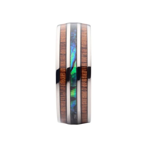 Titanium Wood & Shell Inlay Ring Image 3 Carroll / Ochs Jewelers Monroe, MI