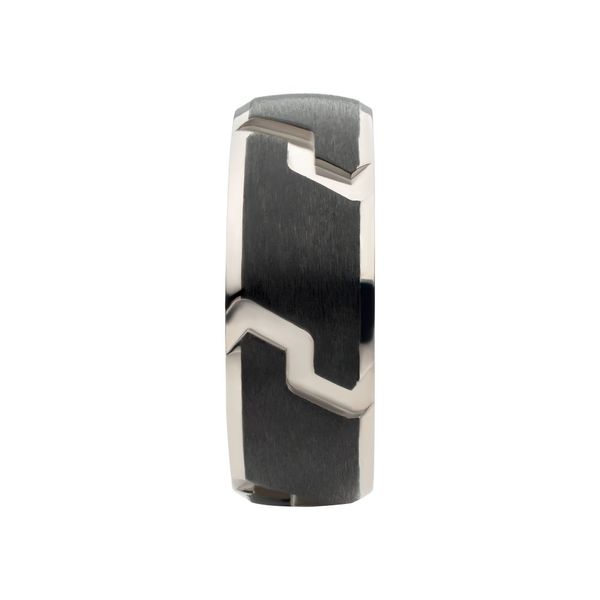 Black IP Titanium Tread Pattern Ring with Half Sizes Image 3 Carroll / Ochs Jewelers Monroe, MI