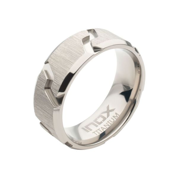 Titanium Tread Pattern Ring with Half Sizes Selman's Jewelers-Gemologist McComb, MS