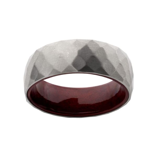 Titanium & Redwood Matte Finish Mosaic Comfort Fit Ring Image 2 Peran & Scannell Jewelers Houston, TX