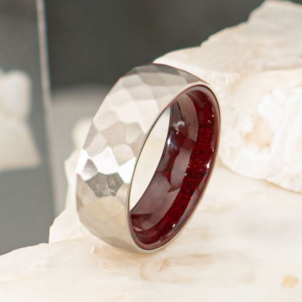 Titanium & Redwood Matte Finish Mosaic Comfort Fit Ring Image 4 Carroll / Ochs Jewelers Monroe, MI
