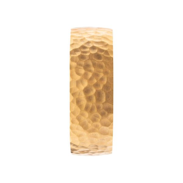Gold IP Titanium & Redwood Matte Finish Hammered Comfort Fit Ring Image 3 Lewis Jewelers, Inc. Ansonia, CT