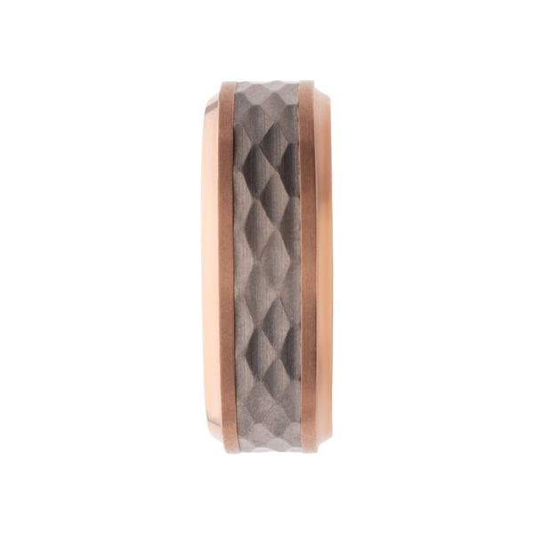 Rose Gold IP Titanium Matte Finish Mosaic Inlay Comfort Fit Ring Image 3 Wesche Jewelers Melbourne, FL