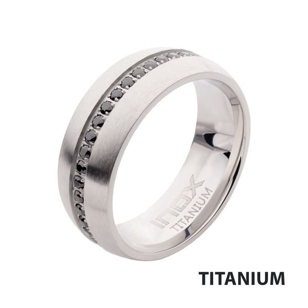 Titanium Prong Set Black Gem Streamline Comfort Fit Ring Daniel Jewelers Brewster, NY