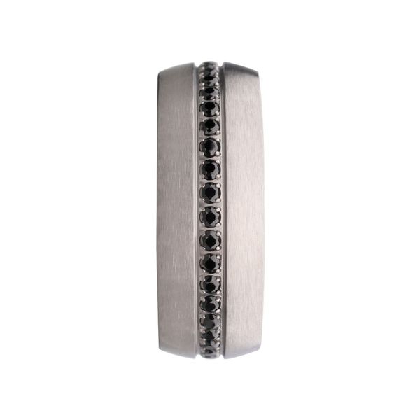 Titanium Prong Set Black Gem Streamline Comfort Fit Ring Image 3 Daniel Jewelers Brewster, NY
