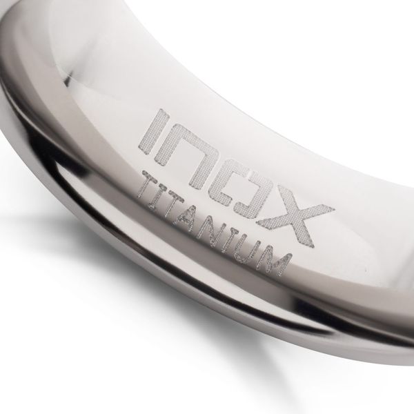 Black IP Titanium Matte Finish Chevron Comfort Fit Ring Image 4 Peran & Scannell Jewelers Houston, TX