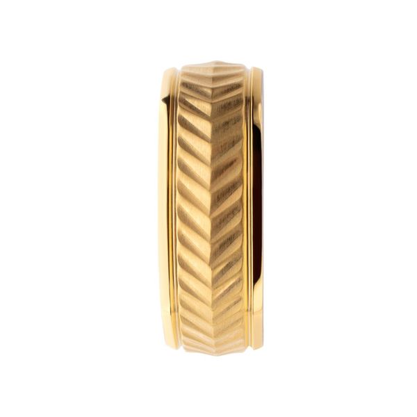 Gold IP Titanium Matte Finish Chevron Comfort Fit Ring Image 3 Peran & Scannell Jewelers Houston, TX