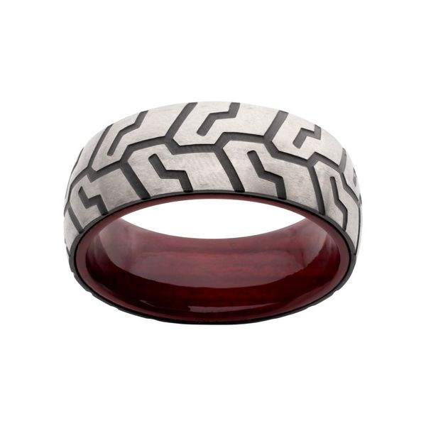 Titanium & Redwood Matte Finish Tiremark Comfort Fit Ring Image 2 Jayson Jewelers Cape Girardeau, MO