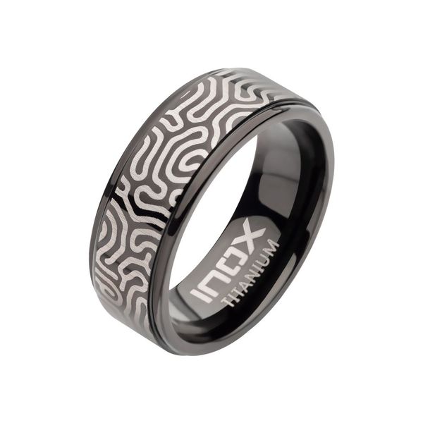 Titanium Black IP with Brain Coral Pattern Comfort Fit Ring Mueller Jewelers Chisago City, MN