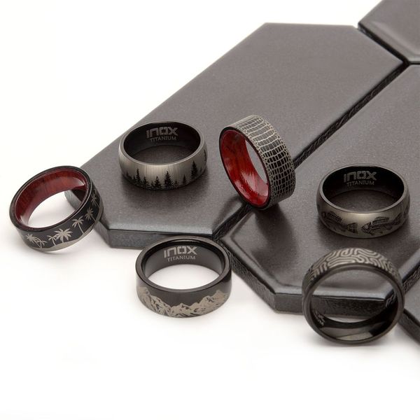Titanium Black IP with Fishbone Design Comfort Fit Ring Image 4 Morin Jewelers Southbridge, MA