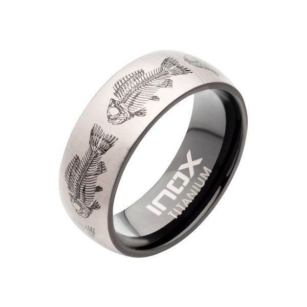 Titanium Black IP with Fishbone Design Comfort Fit Ring Morin Jewelers Southbridge, MA