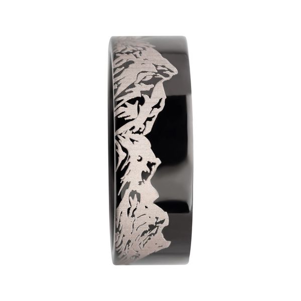 Titanium Black IP with Mountain Ridge Landscape Design Comfort Fit Ring Image 3 Glatz Jewelry Aliquippa, PA