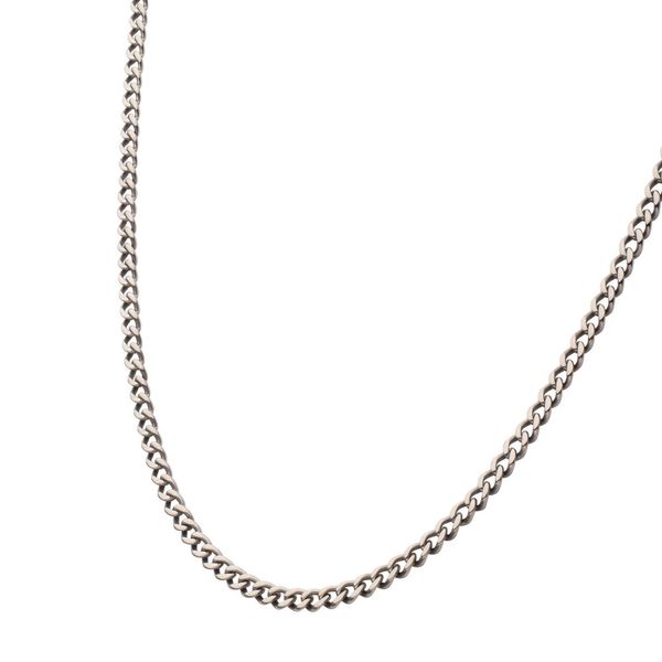 3.5mm Titanium Flat Curb Chain Necklace with Lobster Clasp Image 3 Lewis Jewelers, Inc. Ansonia, CT