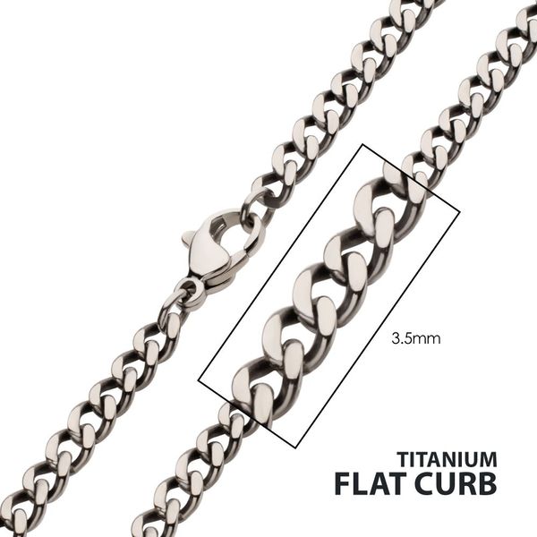 Titanium Flat Curb Chain Necklace with Lobster Clasp Glatz