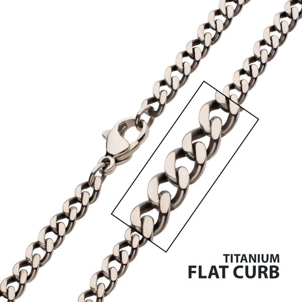 3.5mm Titanium Flat Curb Chain Necklace with Lobster Clasp Miner's Den Jewelers Royal Oak, MI