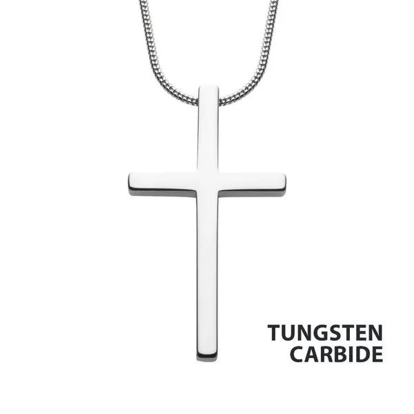 INOX Tungsten Carbide Cross Pendant with Steel Snake Chain | Leitzel\u0026#39;s Jewelry | Myerstown, PA