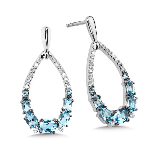 Graduating Swiss Blue Topaz & Diamond Teardrop Earrings Gold Mine Jewelers Jackson, CA