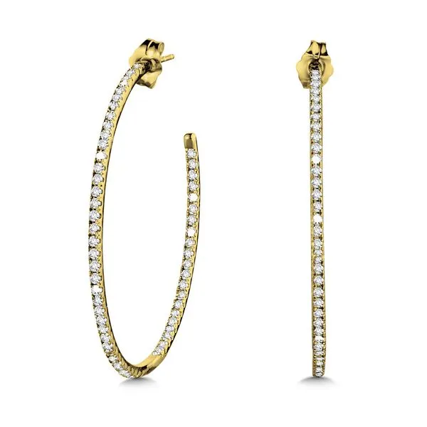 C-Shaped Diamond Hoop Earrings (1.00 ctw)