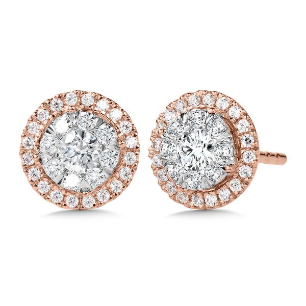 Two Tone Cluster Diamond Halo Stud Earrings Mesa Jewelers Grand Junction, CO