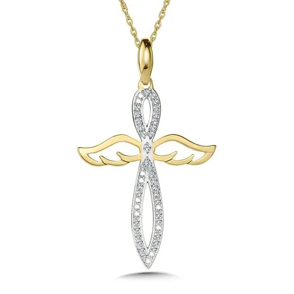 Cross with deals wings pendant