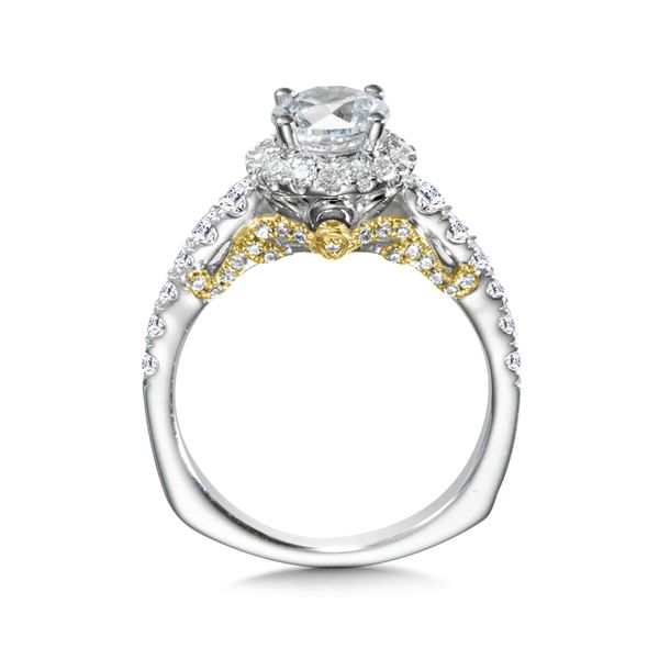 Straight Halo Engagement Ring w/ Two-Tone Undergallery Image 2 Midtown Diamonds Reno, NV