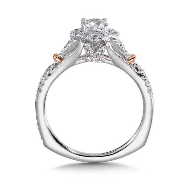 Vintage Tapered Two-Tone Halo Engagement Ring Image 3 Midtown Diamonds Reno, NV