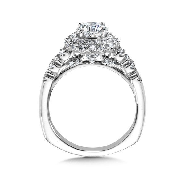 Wide Double Halo Diamond Engagement Ring Image 3 The Jewelry Source El Segundo, CA