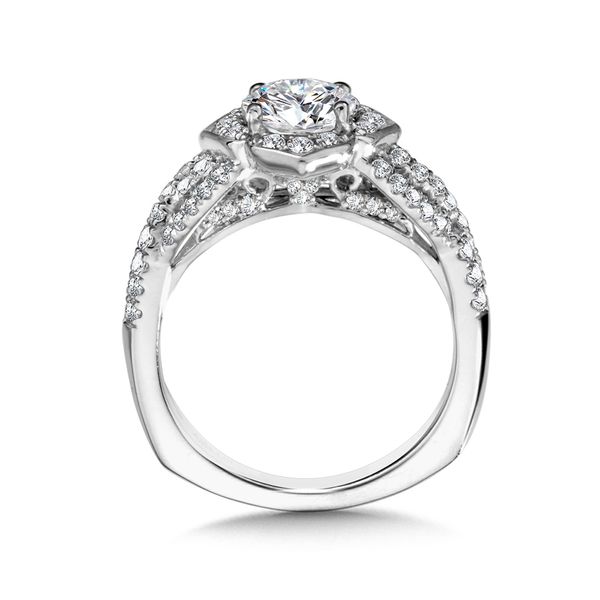 Wide Crisscross & Floral Halo Engagement Ring  w/ Spiral Diamond Undergallery Image 2 Jayson Jewelers Cape Girardeau, MO